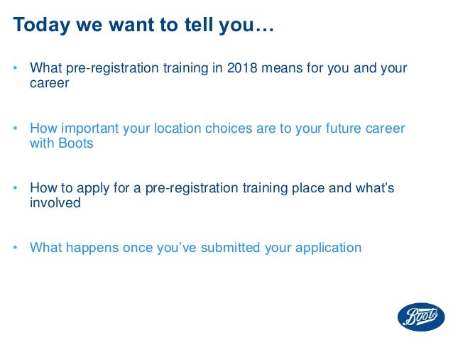 Pre,registration 2018 training with Boots